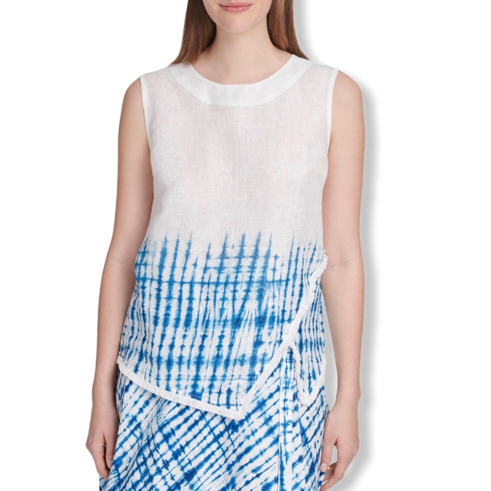 DKNY Womens Linen Printed Top - Picture 1 of 4